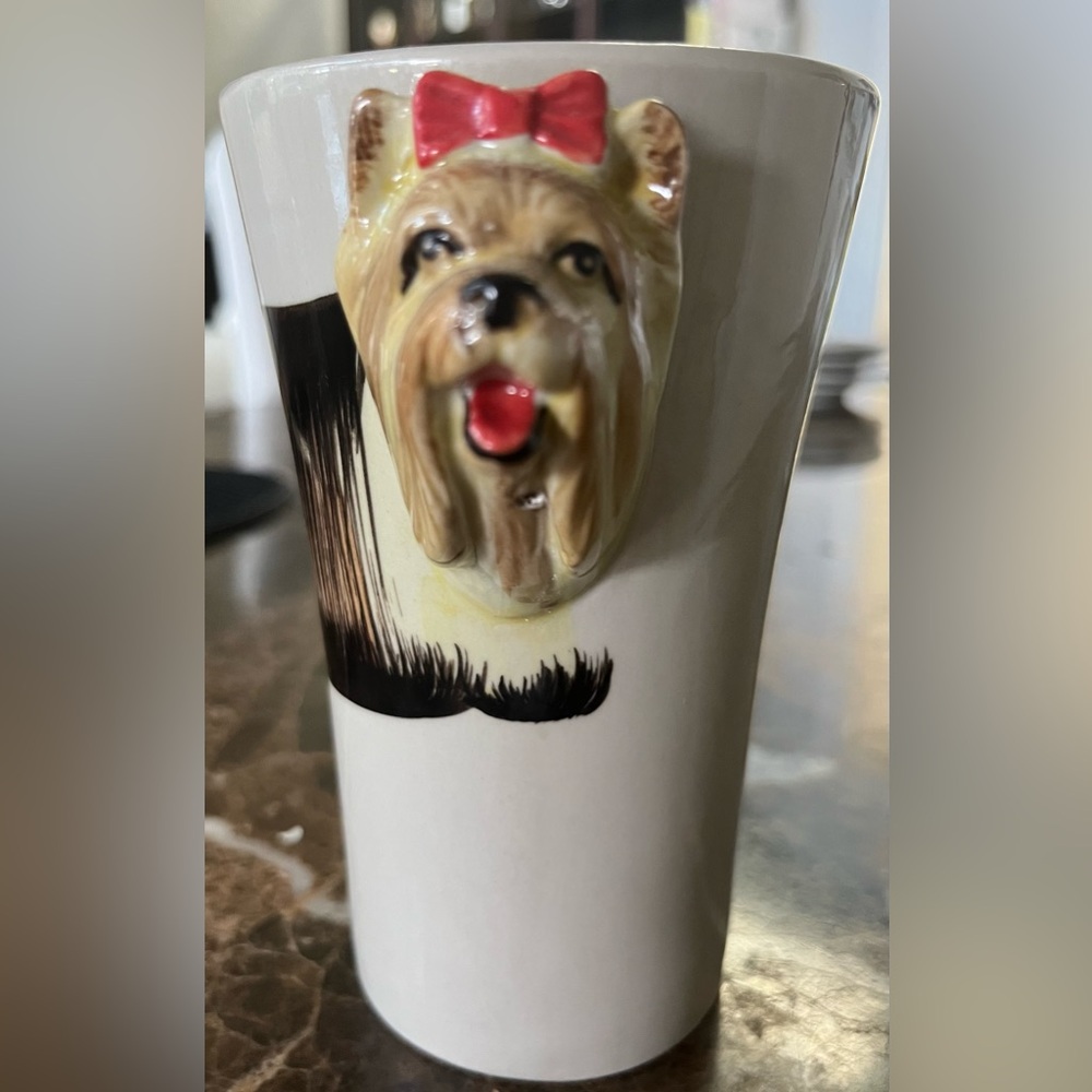 ERMO ZOO Adorable Dog-Themed Coffee Mug with Red Bow NWOT